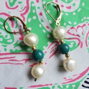 Pearl and Turquoise linear earrings